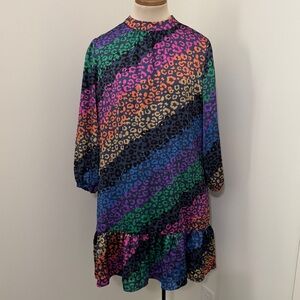 NEW Vilagallo 40 Large Lina Midi Dress ~ Colorful Animal Print Party Modern